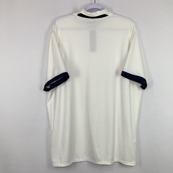 Nike Men's XL Dri-Fit Breathable White Collard Short Sleeve Black Trim Shirt - Picture 2 of 6